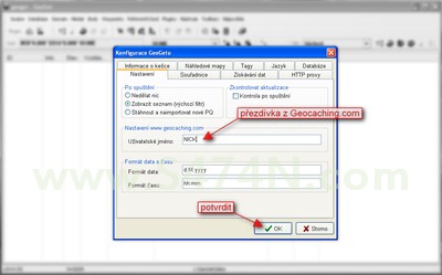 Úvodní nastavení - konfigurace GeoGetu